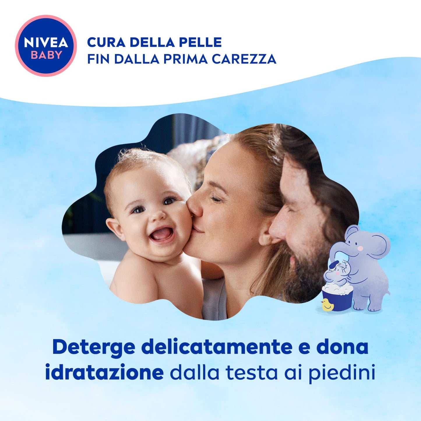 Nivea Baby Gel Doccia dai Capelli ai Piedini Shampoo bambini Corpo e Capelli Docciashampoo delicato e ipoallergenico Detergente con Latte di Mandorla - 5 Flaconi da 500ml