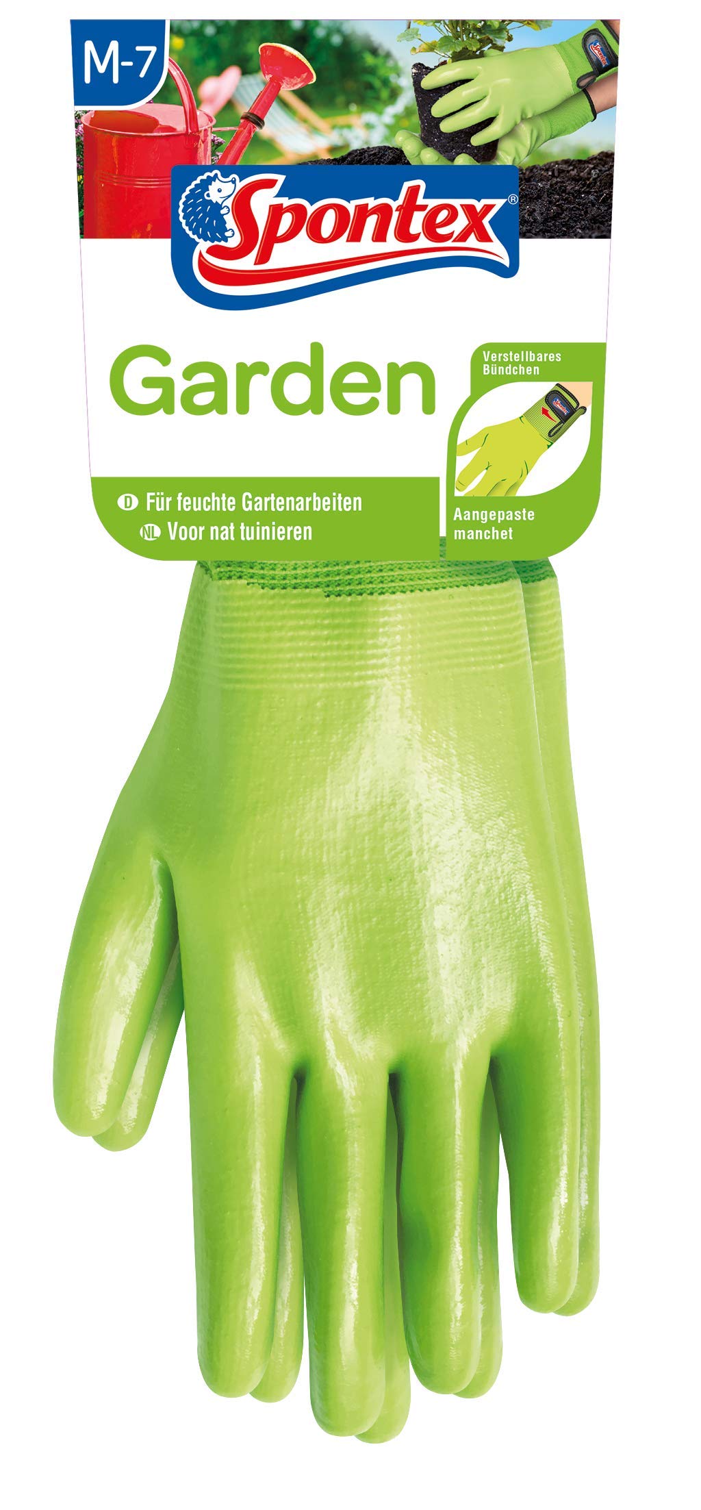 Spontex Garden, guanti da giardinaggio versatili, per giardinaggio, polsini regolabili, 1 paio, taglia M, verde