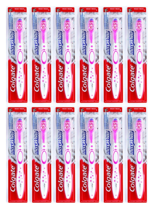 12 X Colgate MAX WHITE Spazzolino da denti manuale spazzolini Setola media
