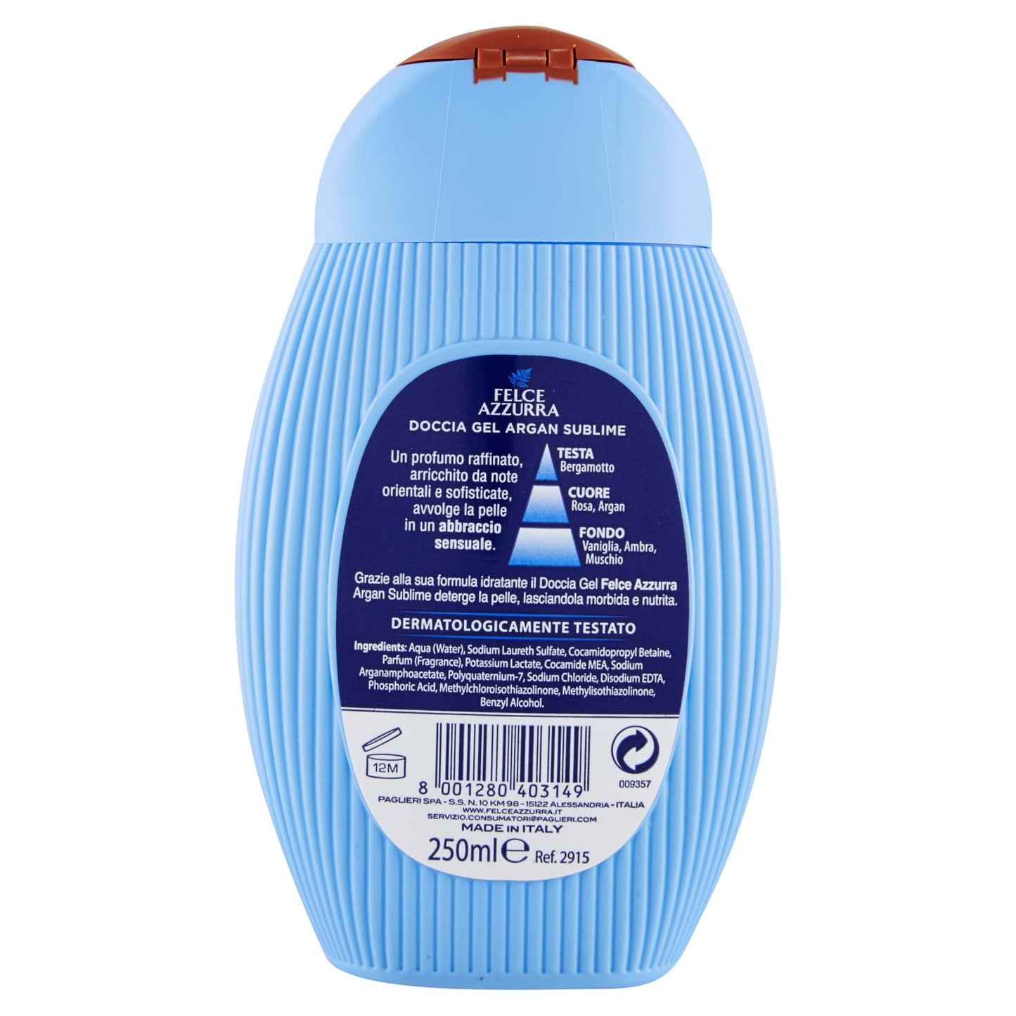 12x Felce Azzurra Argan Sublime Gel da Doccia - Doccia Gel Bagnoschiuma 250ml