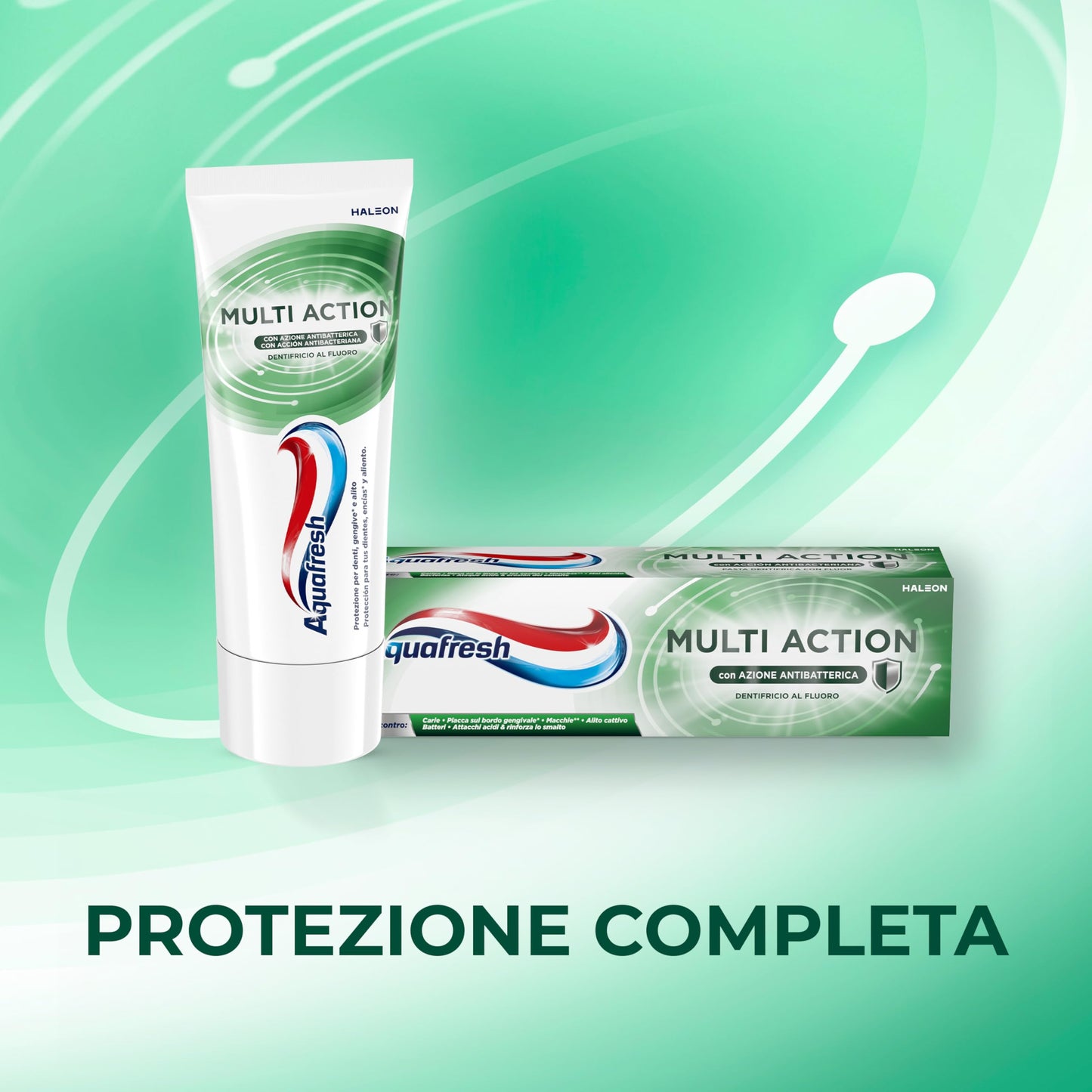 Aquafresh Dentifricio Multi Action per tutta la Famiglia, Previene le Carie, Gengive Sane, Alito Fresco, Rimuove le Macchie, Smalto Forte, Pacco da 12 x75ml