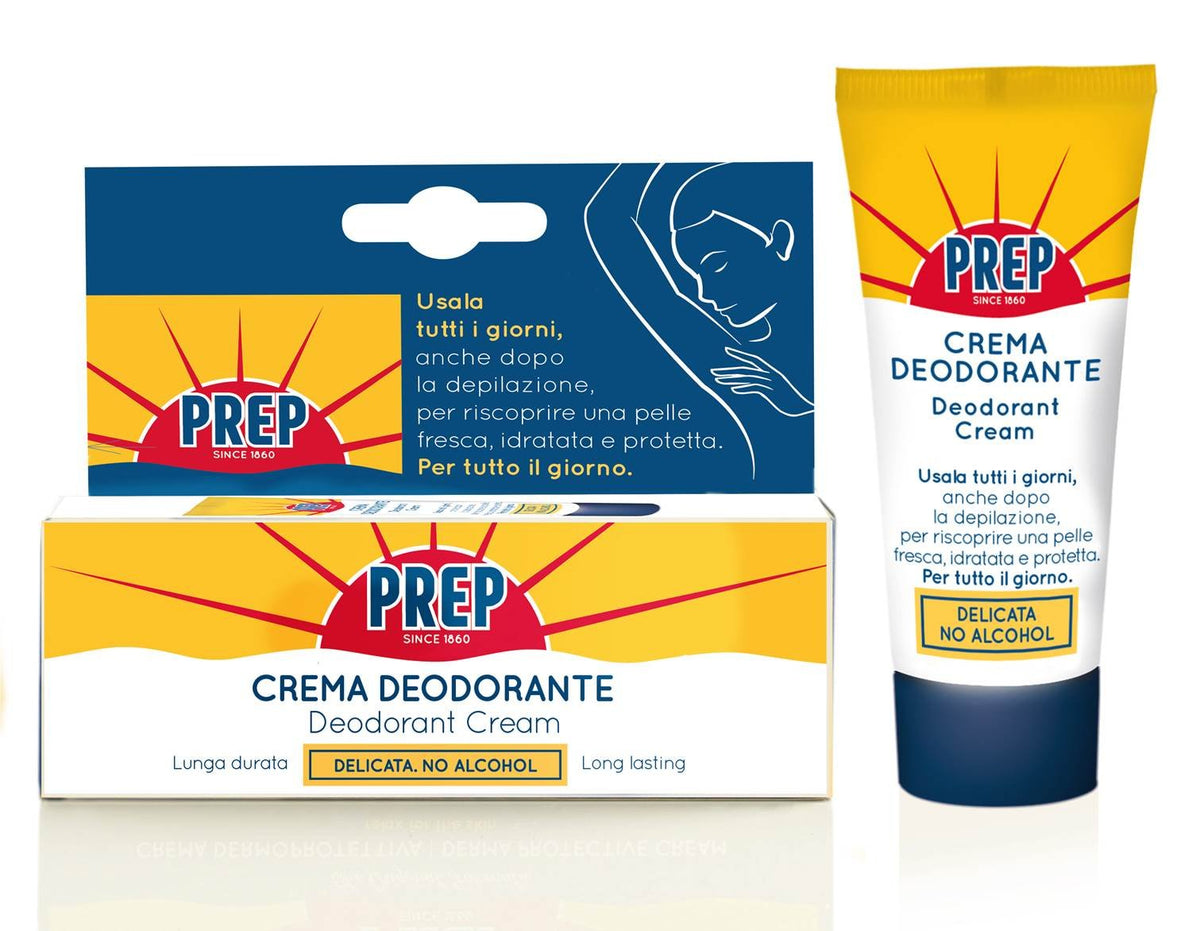 Prep, Crema Deodorante, Antitraspirante, Protezione 48h, per Pelli Sensibili, Senza Alcol, Coloranti e Conservanti, Pacco da 4 x 35 ml
