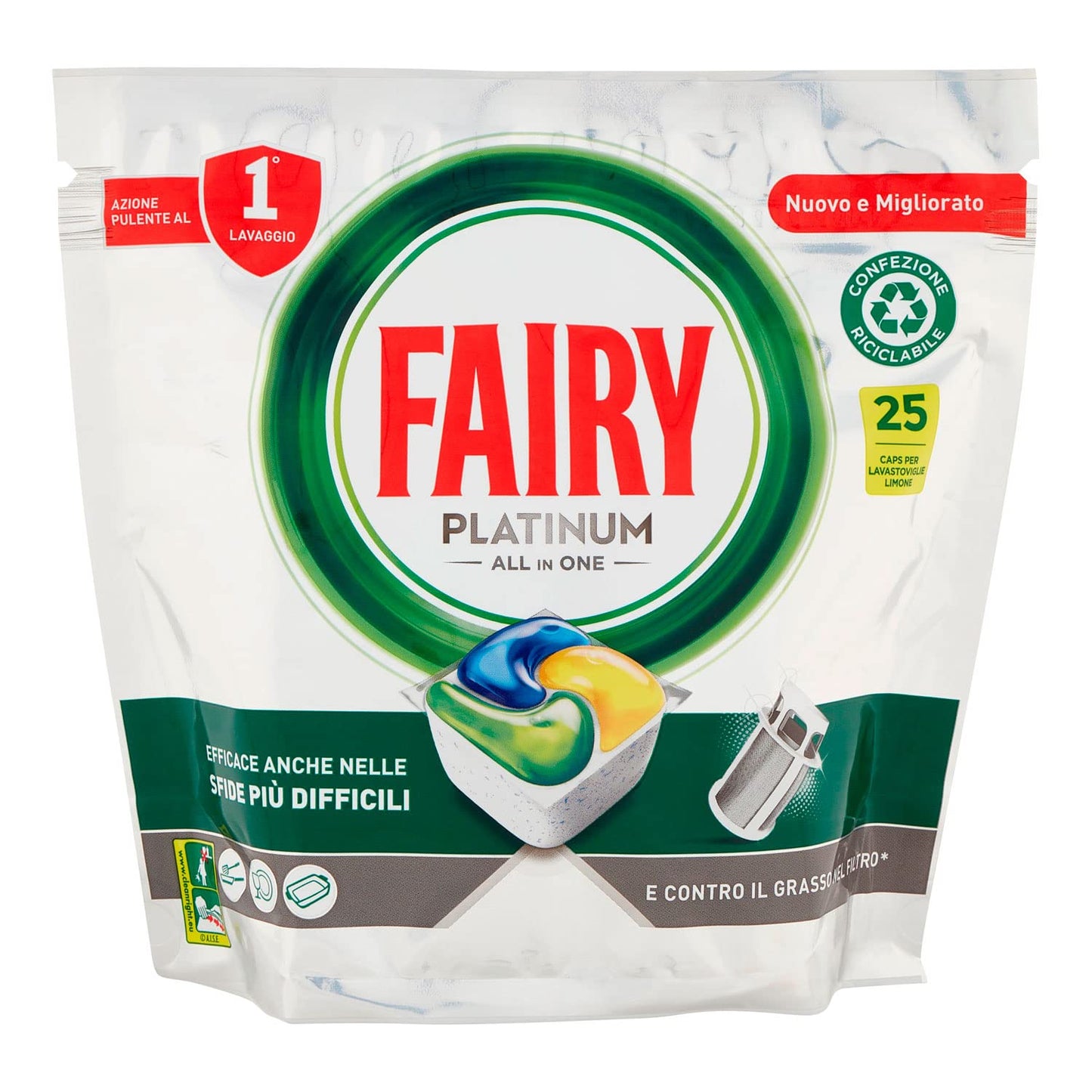 Fairy Tab Lavastoviglie Caps Platinum Plus 25 Pezi, 25pz