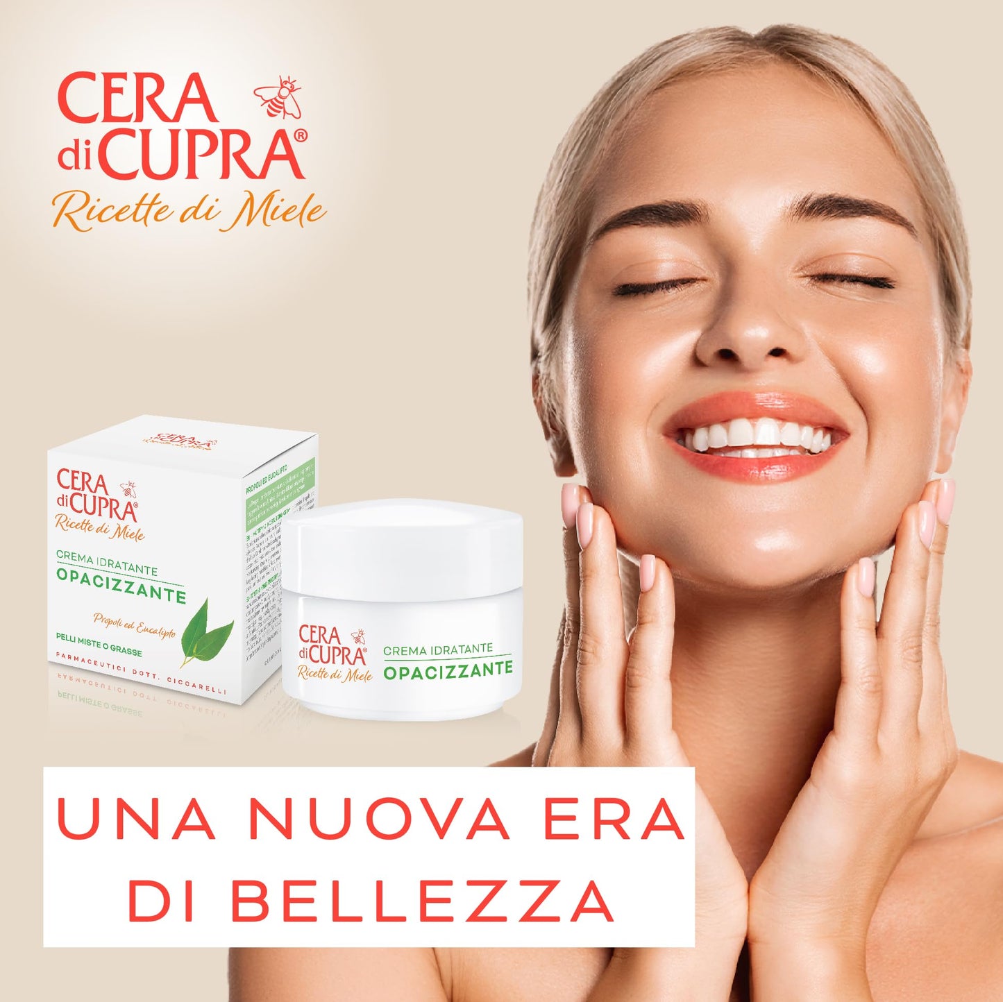 Cera di Cupra, Crema Idratante Opacizzante, Crema Fresca e Leggera, Assicura il Giusto Grado di Idratazione alla Pelle, Made in Italy, Dermatologicamente Testata, Vasetto da 50 ml