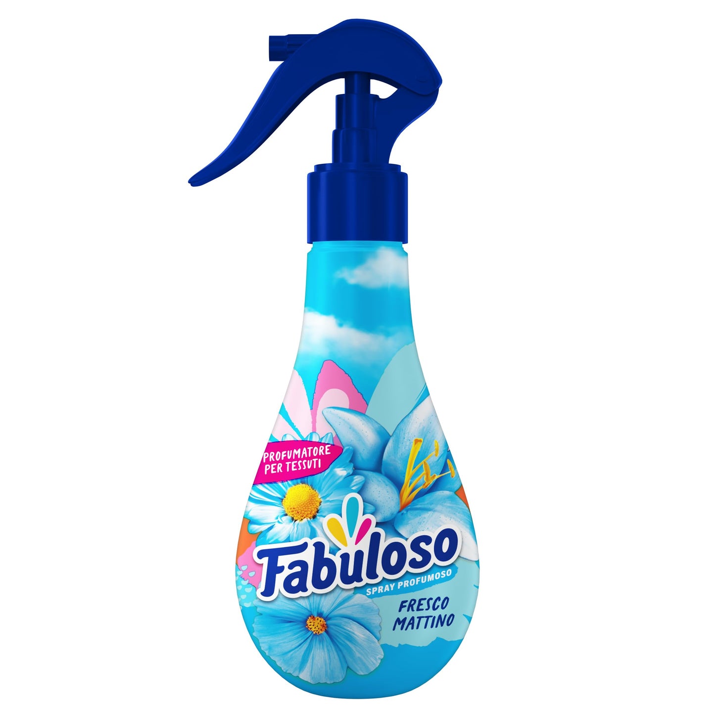 Fabuloso Spray Profumatore per Tessuti Fresco Mattino 250ml | Profumatore per Tessuti | Rinfresca i Capi | Spruzzo Sottile e Uniforme | Utilizzabile su Capi e Tessuti Bagnati