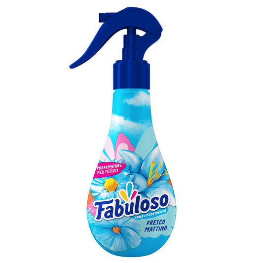 Fabuloso Spray Profumatore per Tessuti Fresco Mattino 250ml | Profumatore per Tessuti | Rinfresca i Capi | Spruzzo Sottile e Uniforme | Utilizzabile su Capi e Tessuti Bagnati