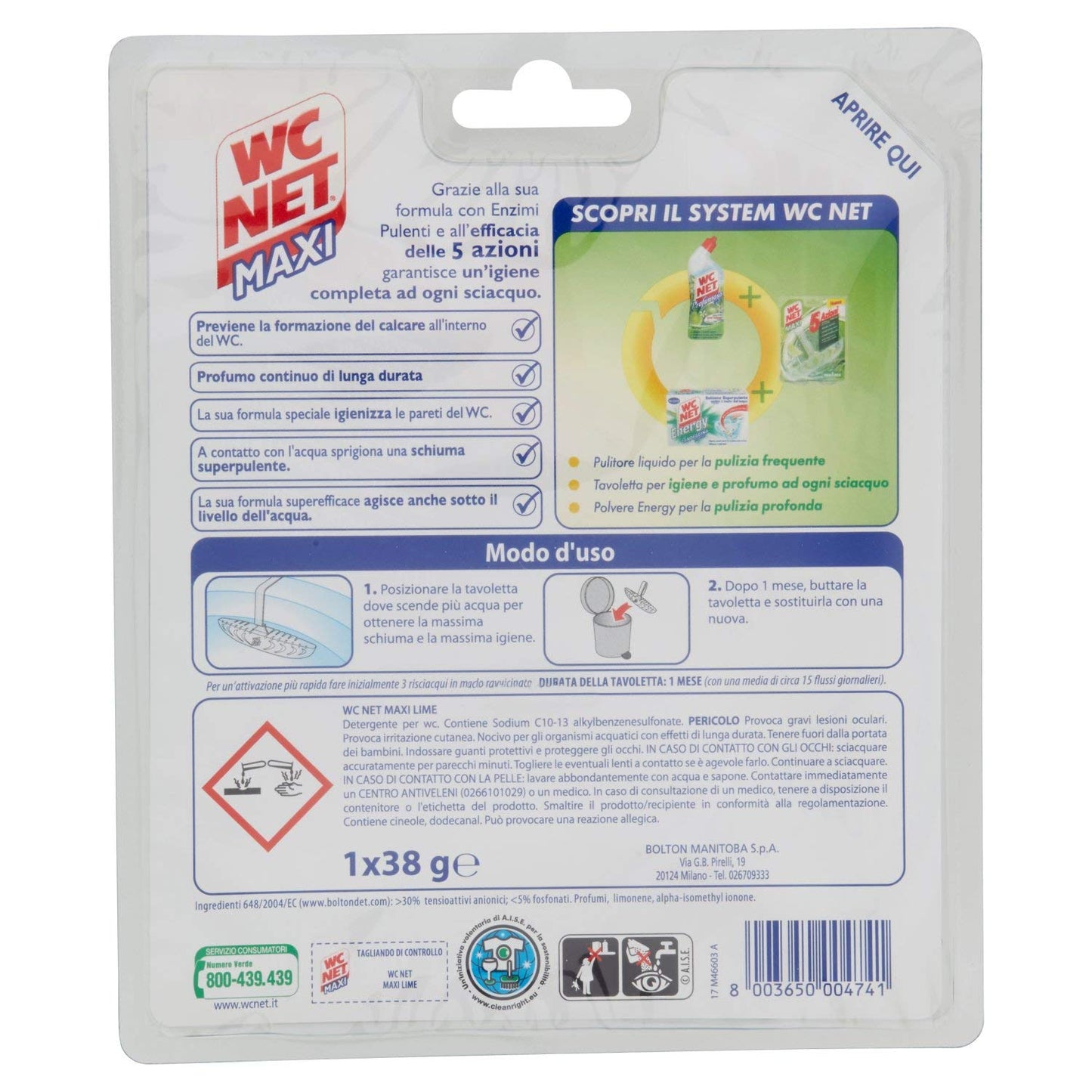 WC Net Tavoletta Detergente per WC, 38g