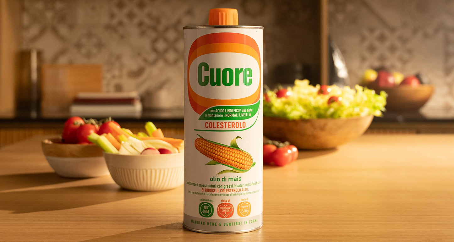 Cuore, Olio di Mais, Formato da 110 cl, Ricco di Omega 6 e Fonte di Vitamina E e B6, No OGM