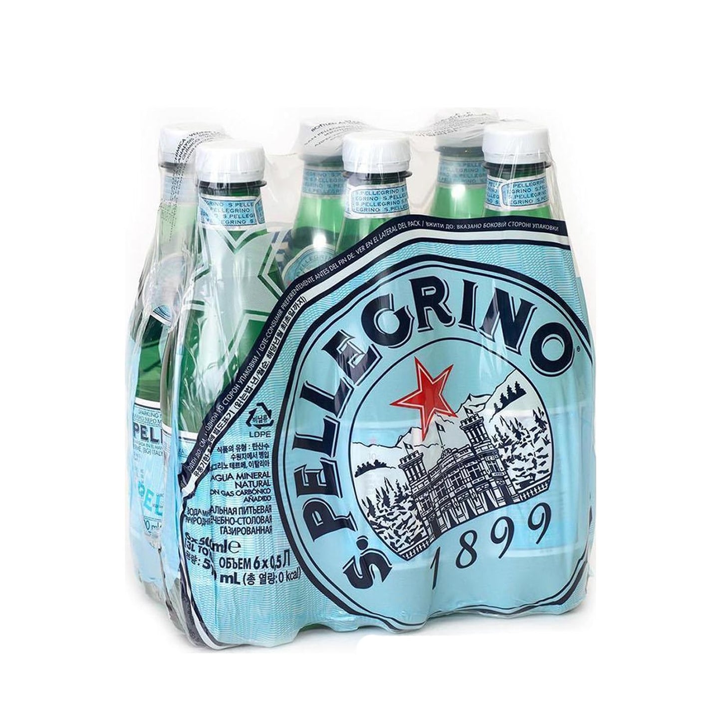 San Pelegrino - Acqua minerale naturale con gas, 6 bottiglie