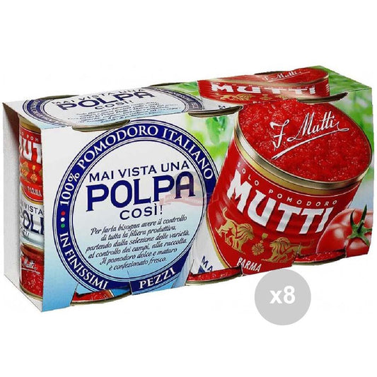 Mutti Set 8 Polpa di pomodoro in lattina 400x3 condimento per pasta