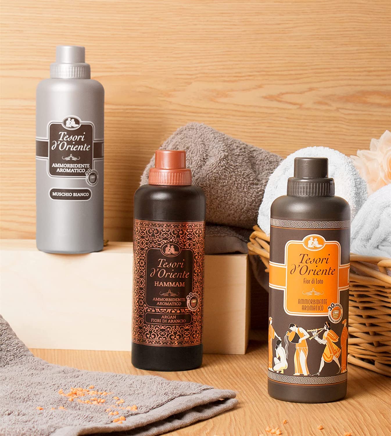 Tesori d'oriente, Hammam, ammorbidente aromatico all'olio di argan e ai fiori di arancio, 750 ml, confezione da 3 pezzi