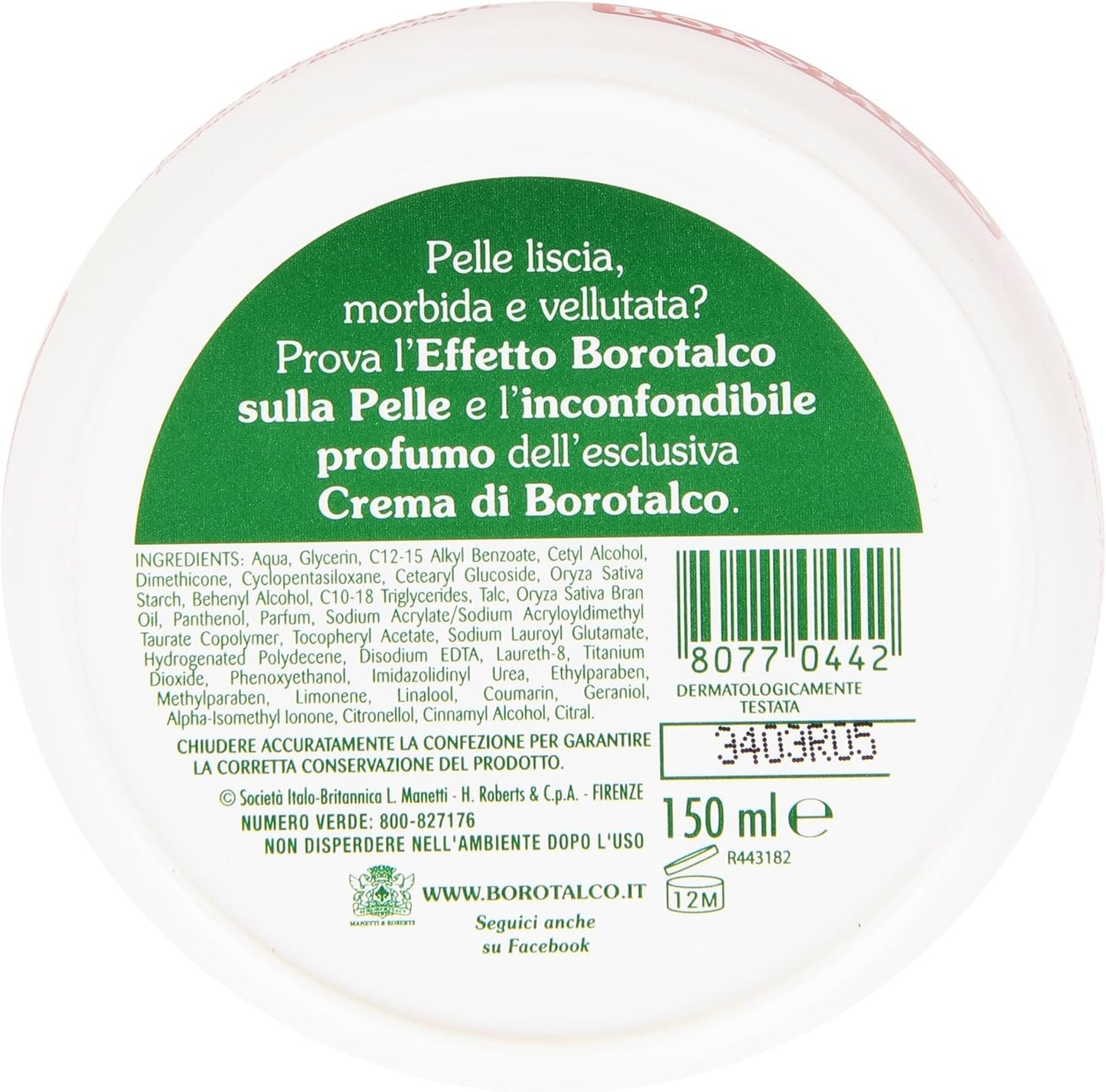 BOROTALCO CREMA CORPO VELLUTANTE AL PROFUMO DI BOROTALCO VASO GR. 150