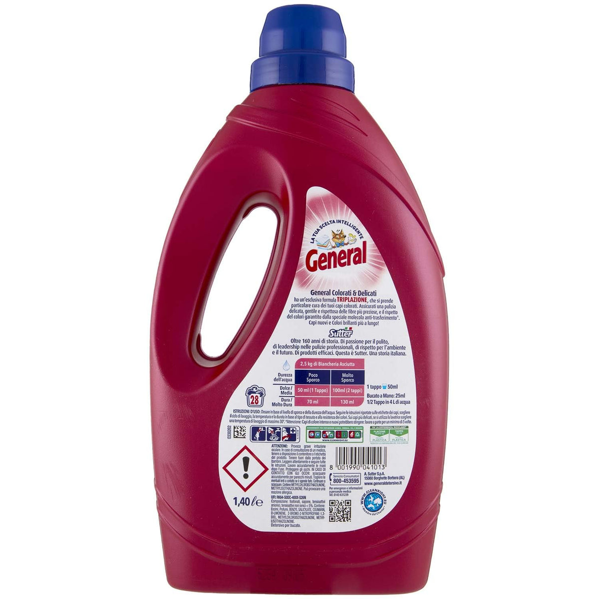 General Detersivo Lavatrice Liquido Colorati E Delicati 28 Lavaggi - 1400ml, 1400ml