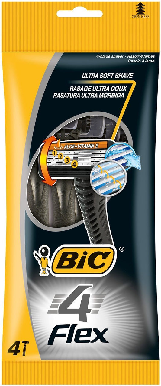 BIC – Set di 10 buste di 4 Rasoi Flex 4 (4 lame) + banda Lubrificante