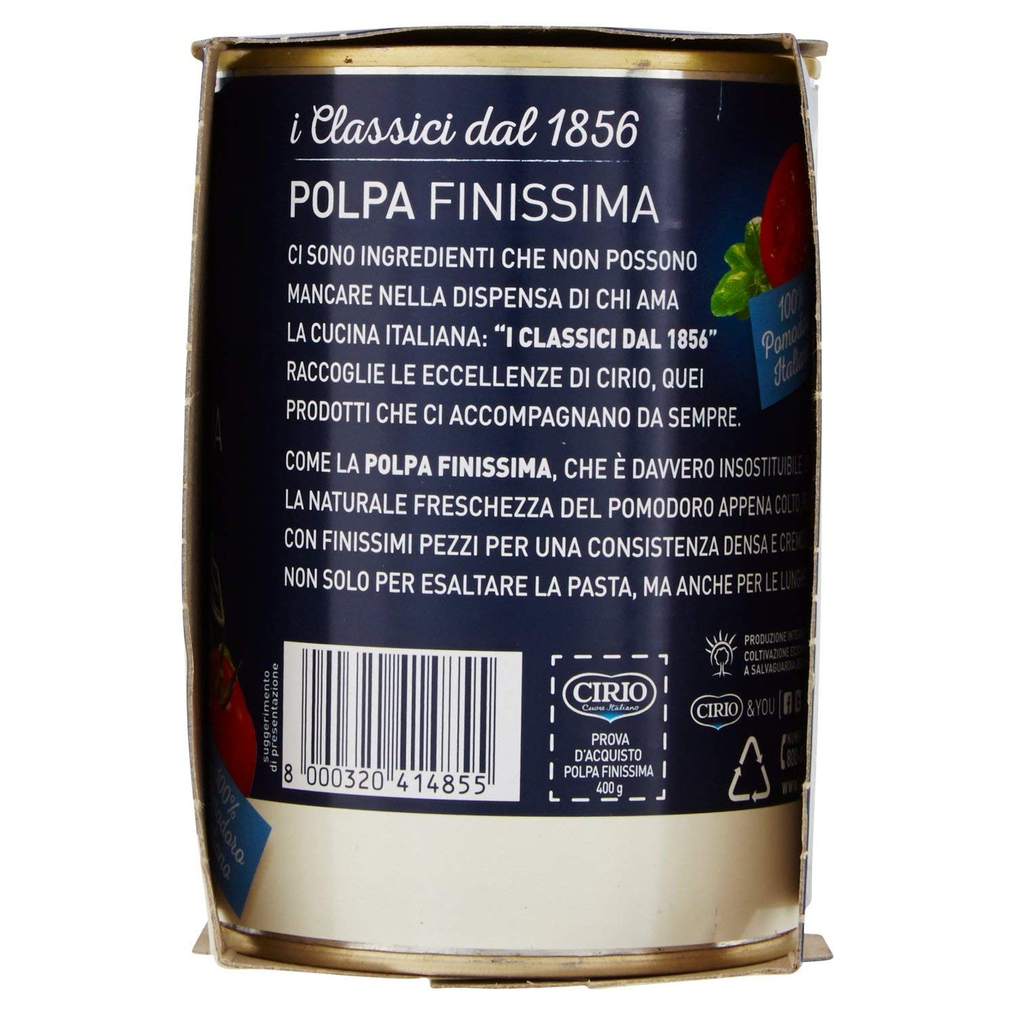 Cirio Polpa Finissima Cremosa, dal Sapore Fresco - Pacco da 3 Latte x 400 gr (1.2 kg)