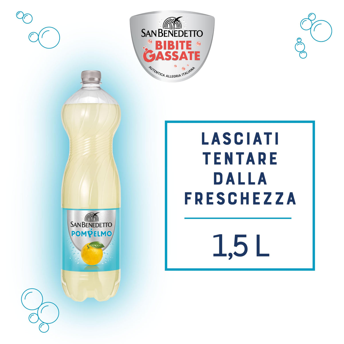 San Benedetto Pompelmo, Bevanda Gassata, 1500 ml Dissetante e Frizzante, a Basso Contenuto di Zuccheri