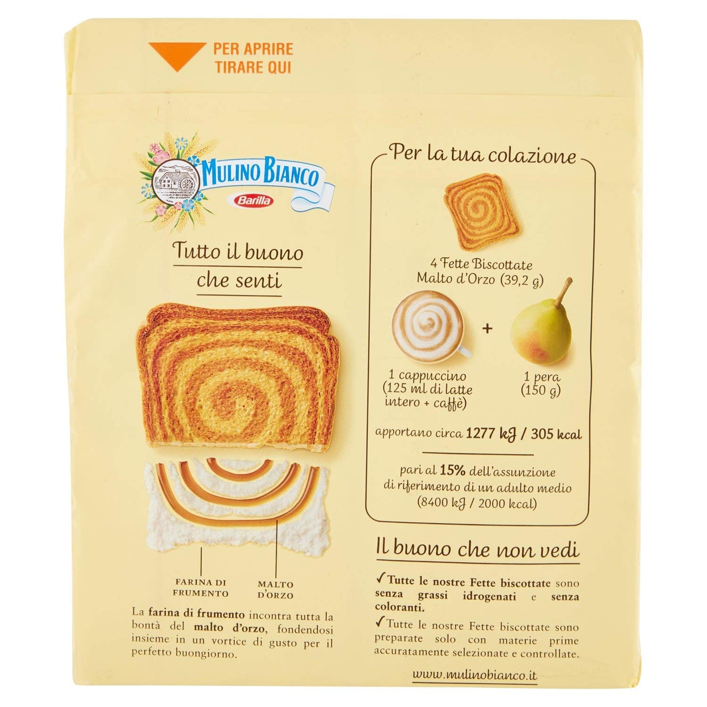 Mulino Bianco - Fette Biscottate, Armonie Malto Orzo - 4 confezioni da 315 g [1260 g]