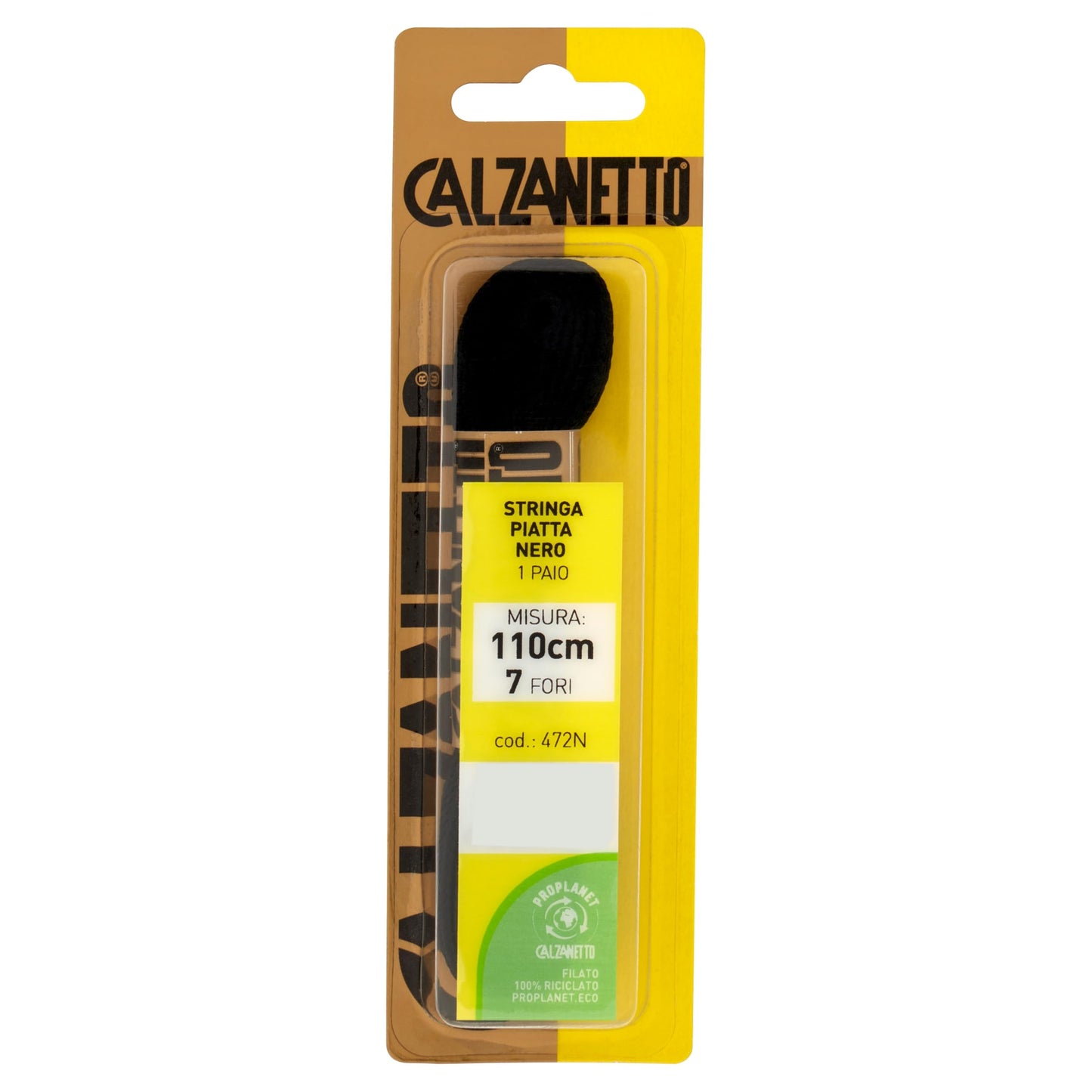 Calzanetto STRINGA PIATTA PROPLANET CM.110 7 FORI 1 PAIO NERO