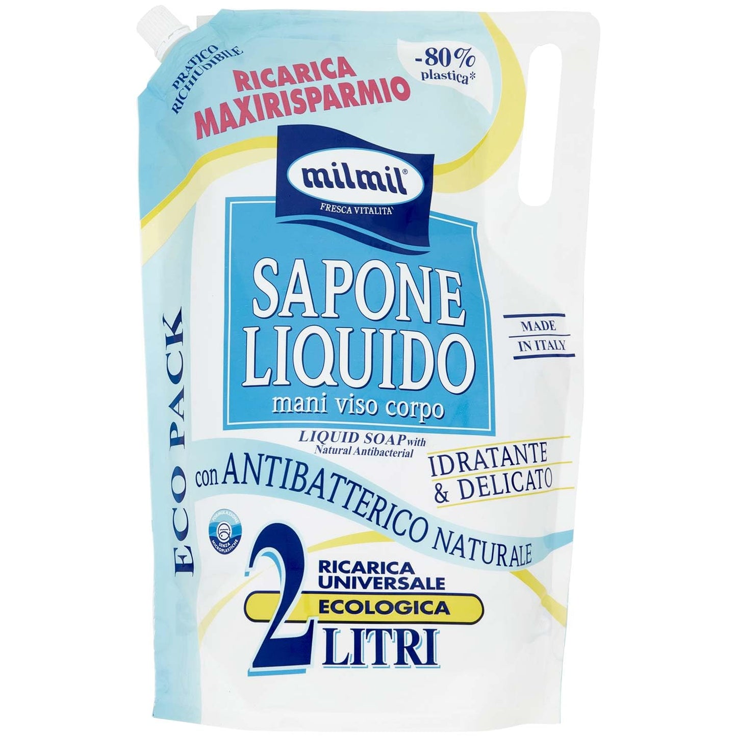 MIL MIL SAPONE LIQUIDO RICARICA BUSTA NUTRIENTE E DELICATO 2 LT