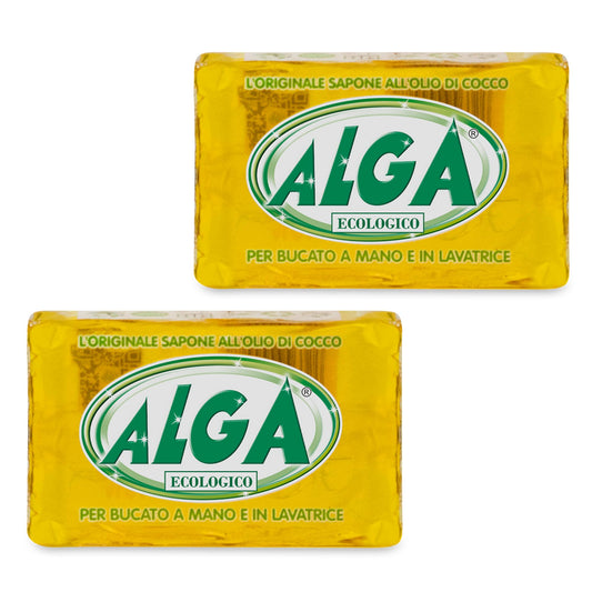 ALGA Puro Sapone Detersivo 100% Ecologico e Biodegradabile per bucato a mano e in lavatrice - 2 pezzi da 400gr l'uno - totale 800gr