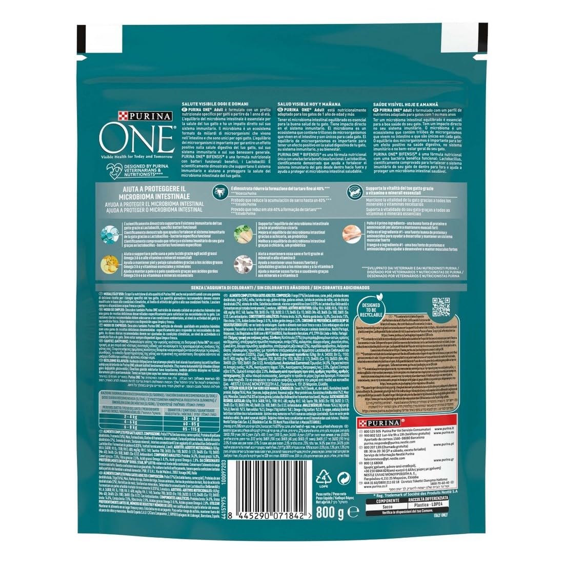 PURINA ONE Adult - Pollo & Cereali Integrali - Bifensis, 800gr