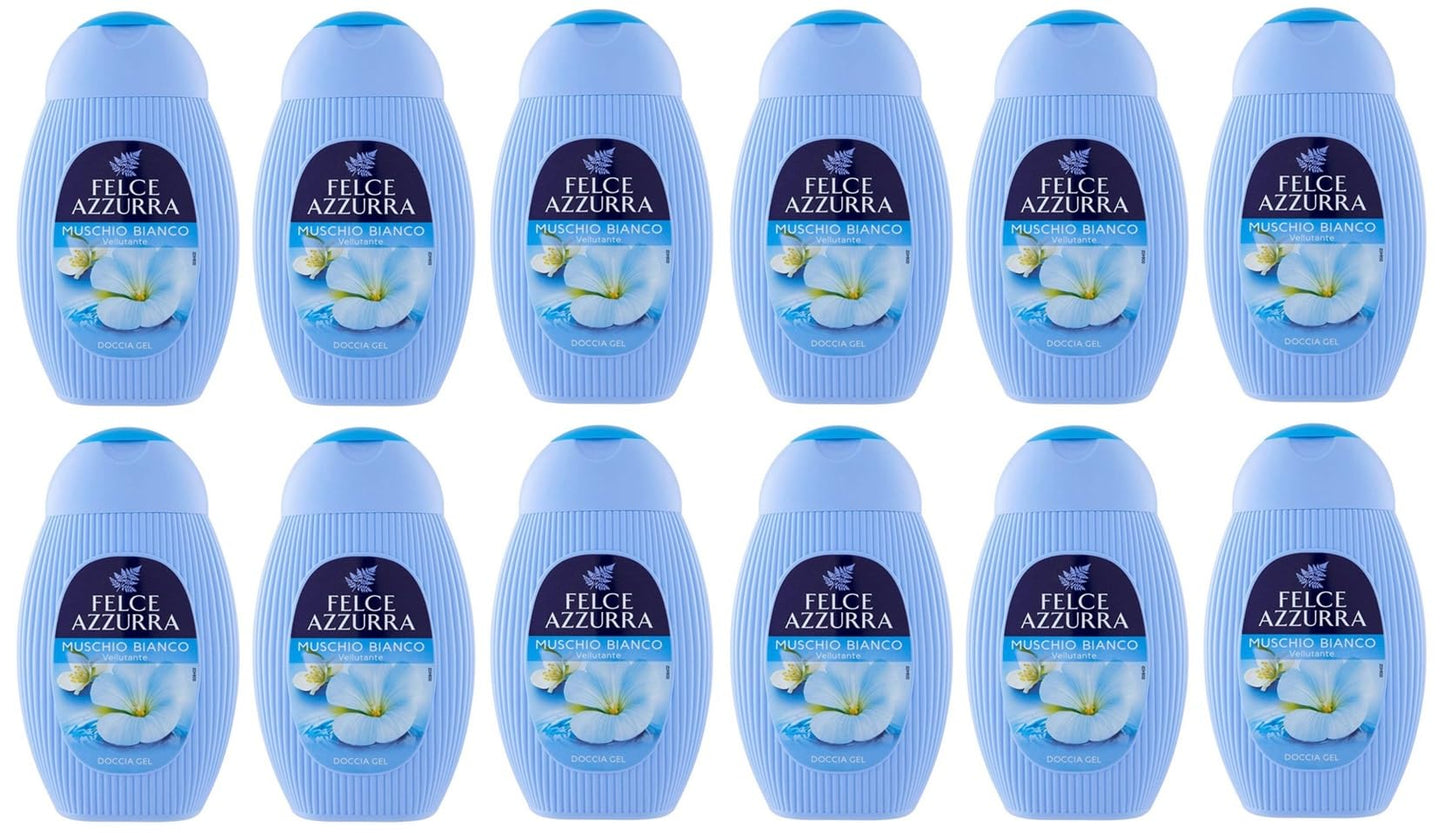 12x Felce Azzurra Muschio Bianco Gel da Doccia - Doccia Gel Bagnoschiuma 250ml