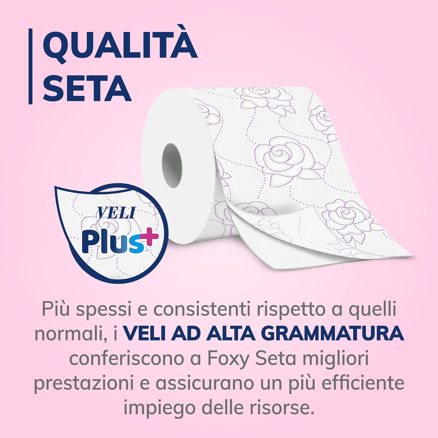 Foxy Seta | Carta igienica 200 strappi x 48 rotoli, 2 veli elevato spessore | Confezione riciclabile prodotta con plastica riciclata