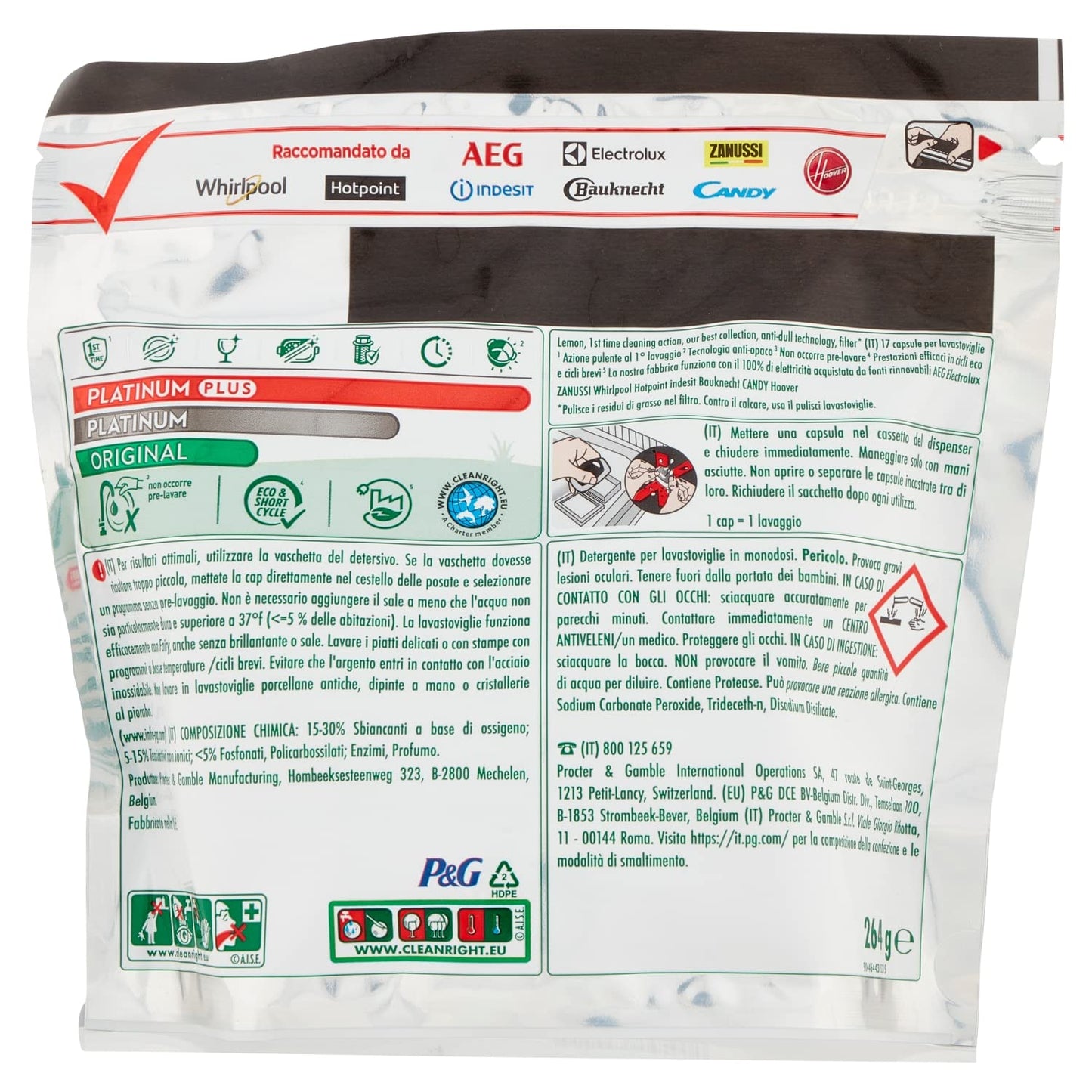 Fairy Pastiglie Lavastoviglie Platinum Plus Anti-Opaco Detersivo Piatti Limone, 264g