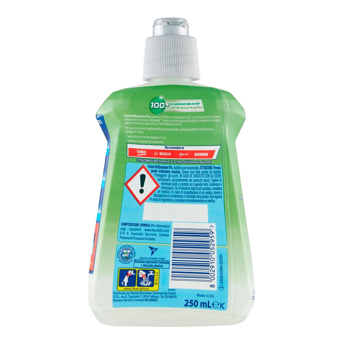 Finish Brillantante Lavastoviglie, Brillantante 0% 250 ml