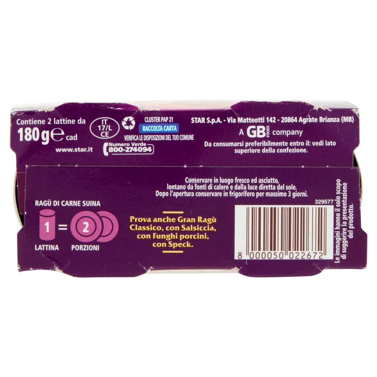 Star Gran Ragu Extra Gusto G180x2, 360g
