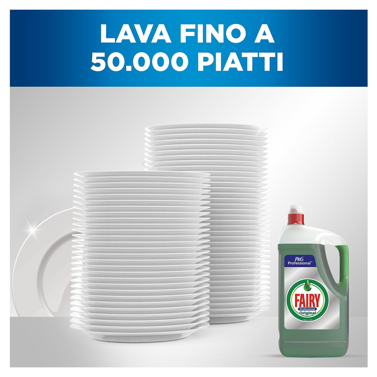 FAIRY Professional Original Detersivo Piatti Professionale a Mano, Formato 10 Litri (2 X 5L), Azione Sgrassante, Piatti Puliti e Lucenti, Ideale per le Cucine Professionali