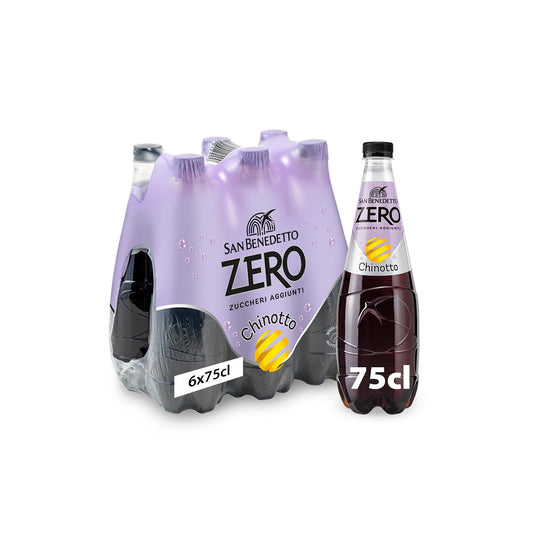 San Benedetto, Bibita Analcolica Gassata al Chinotto Zero, 6x750 ml, Senza Zuccheri Aggiunti e Senza Calorie, Rinfrescante e Leggera