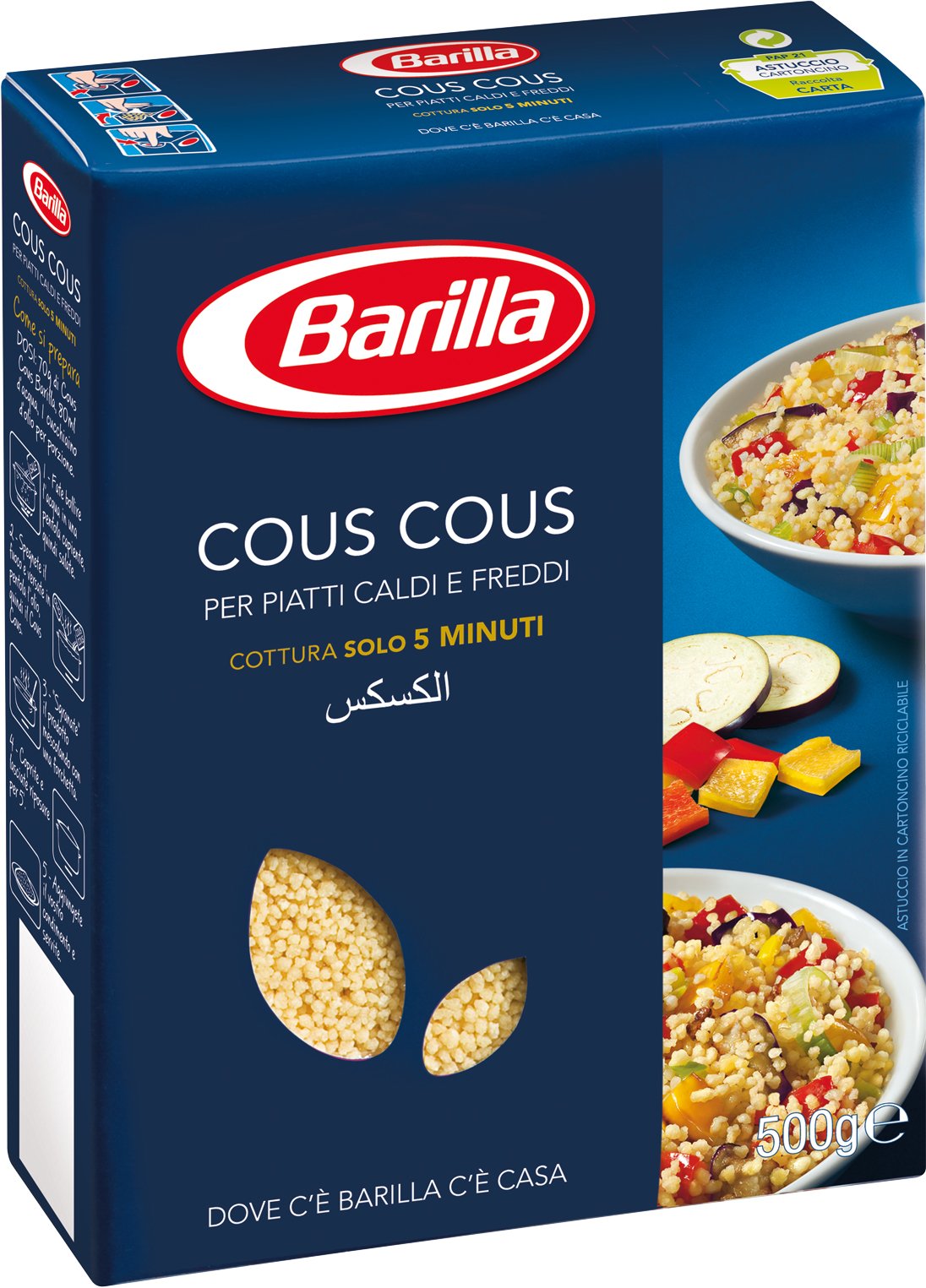 Barilla Cous Cous di Grana Media per una Cottura Veloce, Circa 7 Porzioni, - Confezione da 1.5 kg