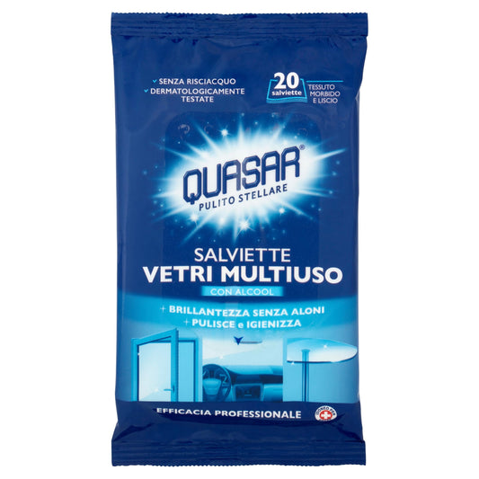 Quasar Salviette Vetri Multiuso, 1 confezione da 20 salviette