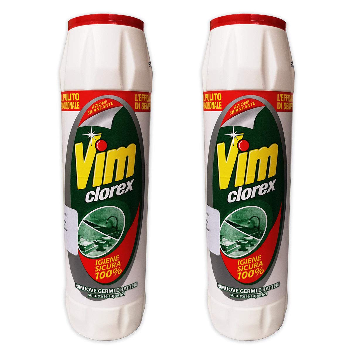 Vim Classic Scourer - Polvere sbiancante extra con candeggina, 750 g (confezione da 2)