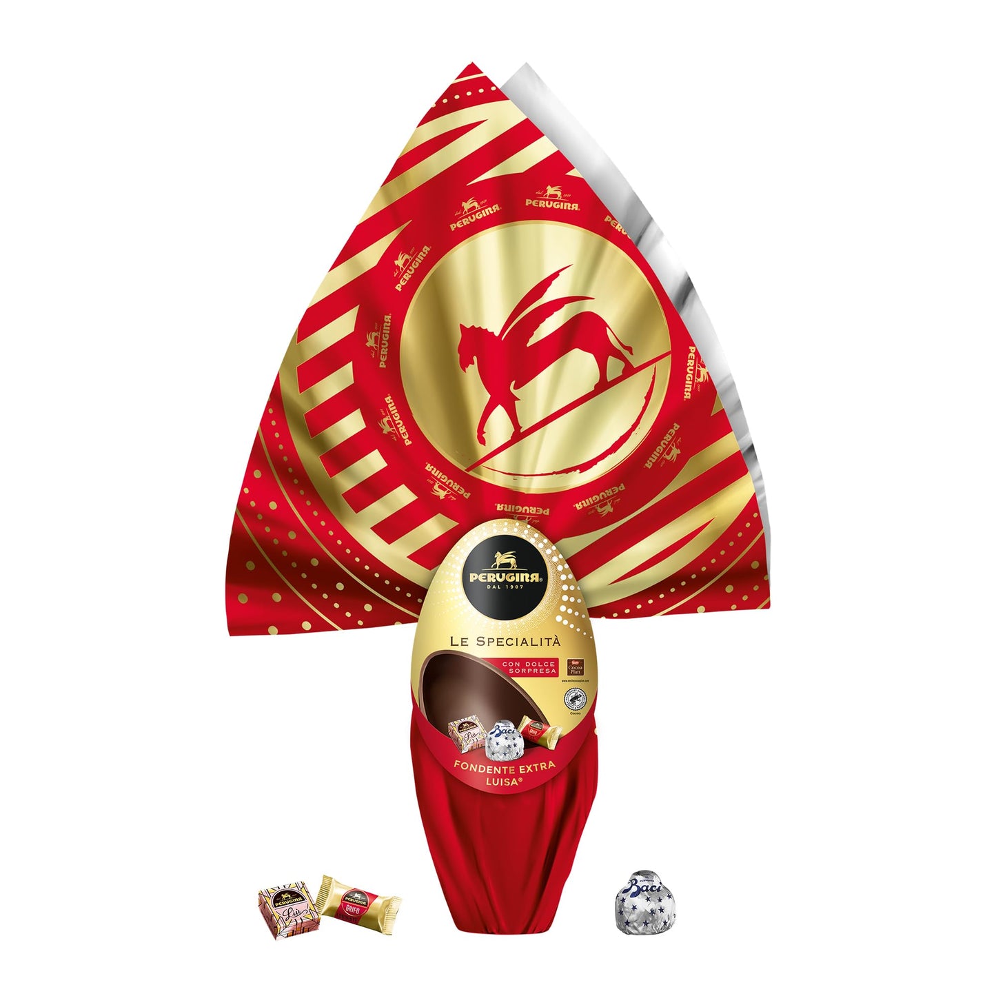 PERUGINA Uovo di Pasqua 2025 Cioccolato Fondente con 3 Cioccolatini 245g