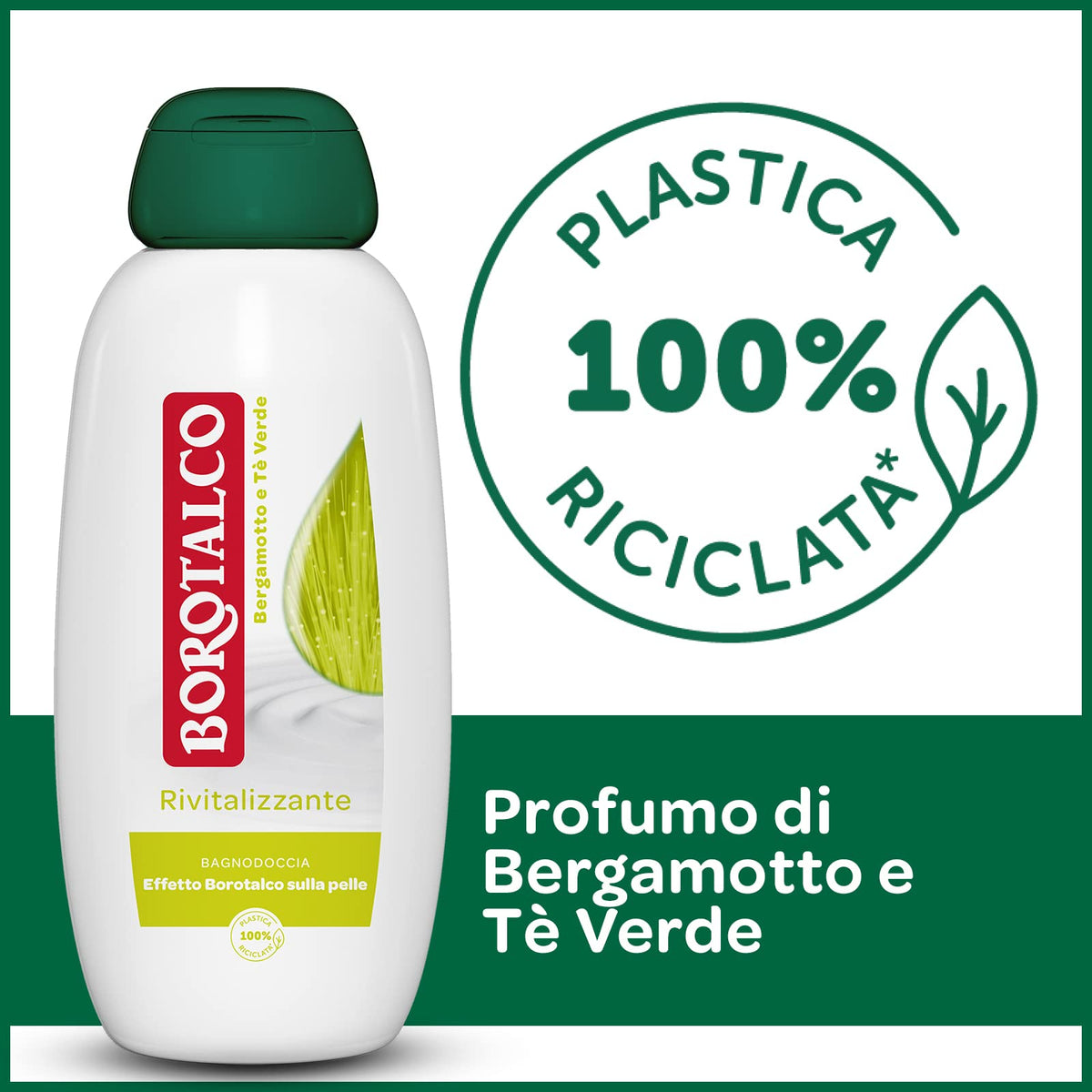 Borotalco Bagnodoccia Rinfrescante Muschio Bianco, Bagnoschiuma Corpo, Freschezza Avvolgente, Effetto Borotalco sulla Pelle, Dermatologicamente Testato, 2 Flaconi da 600 ml