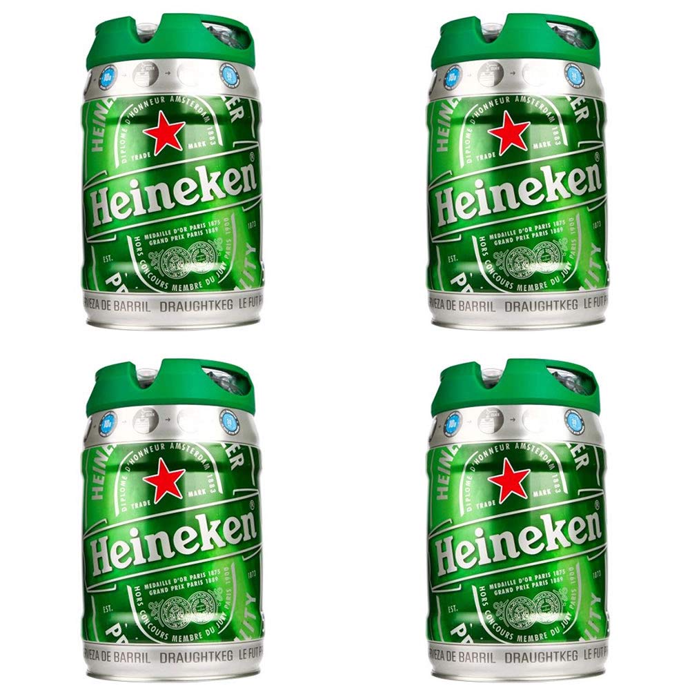 Heineken DraughtKeg Confezione da 4 Fusti con Erogatori da 5 Litri Ciascuno