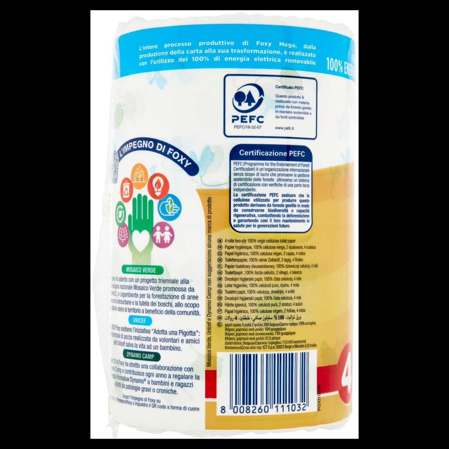 Foxy Carta Igienica Mega Decorata, Confezione da 4