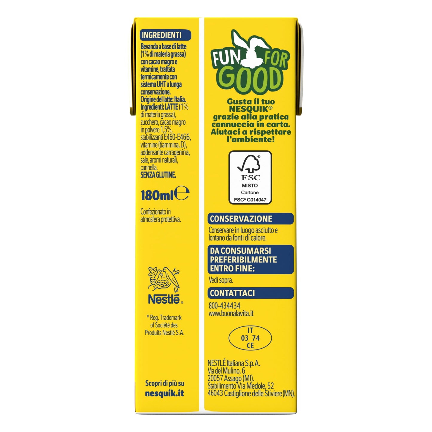 NESQUIK Pronto da Bere Latte e Cacao 24 Brick da 180ml (4,32L)