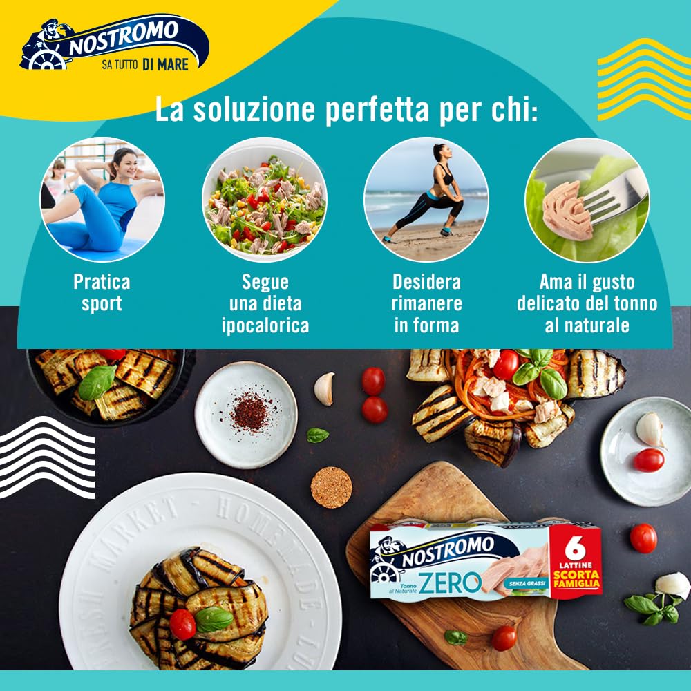 Nostromo - Tonno al naturale, 60 lattine da 65 gr. Formato scorta da 10 confezioni. Zero grassi, già sgocciolato, pronto da gustare.