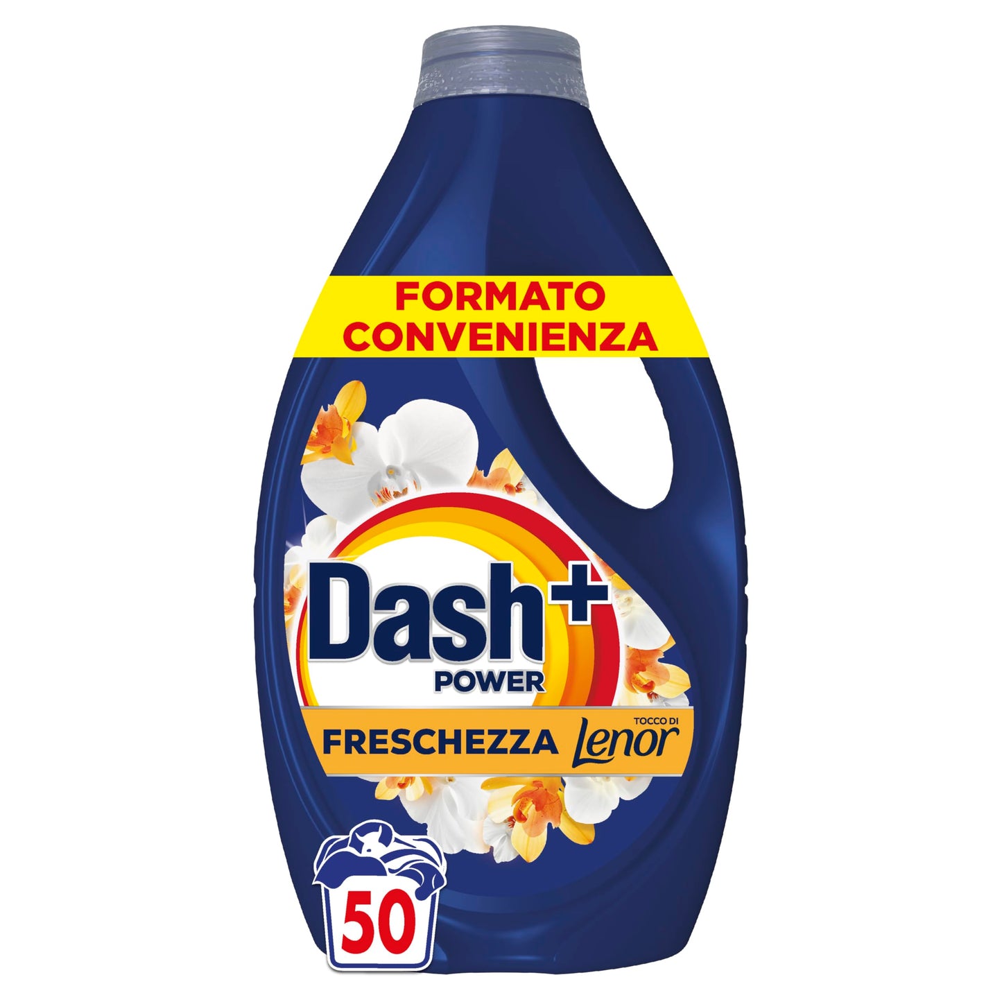 Dash Power Detersivo Liquido Lavatrice, 50 Lavaggi, Freschezza Di Lenor, Oro e Fiori di Vaniglia, Freschezza che dura 7 Giorni, Pulizia Impeccabile, 2250 ml