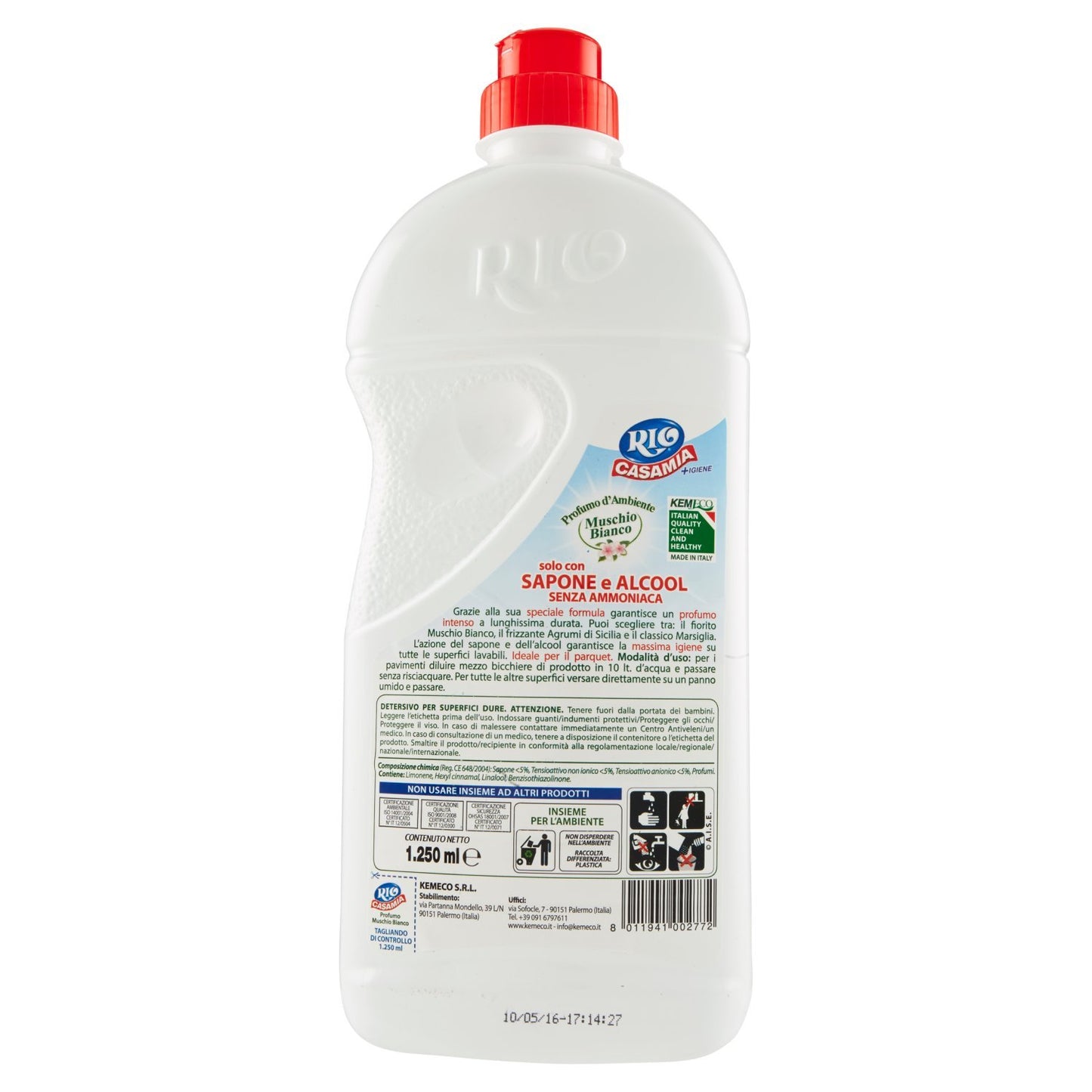 Rio Casamia Detergente per Pavimenti, Muschio Bianco, 1250ml