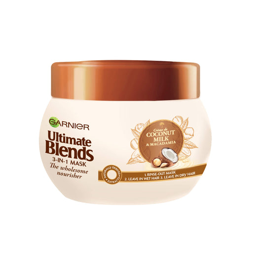 Garnier - Ultimate Blends, maschera di trattamento al latte di cocco per capelli secchi, 300 ml