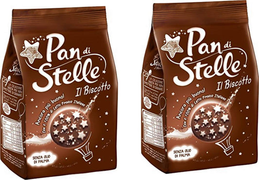 Mulino Bianco Pan di Stelle Biscotto con Cacao, Nocciole e Molte Magiche Stelline di Glassa 350g, Confezione da 2