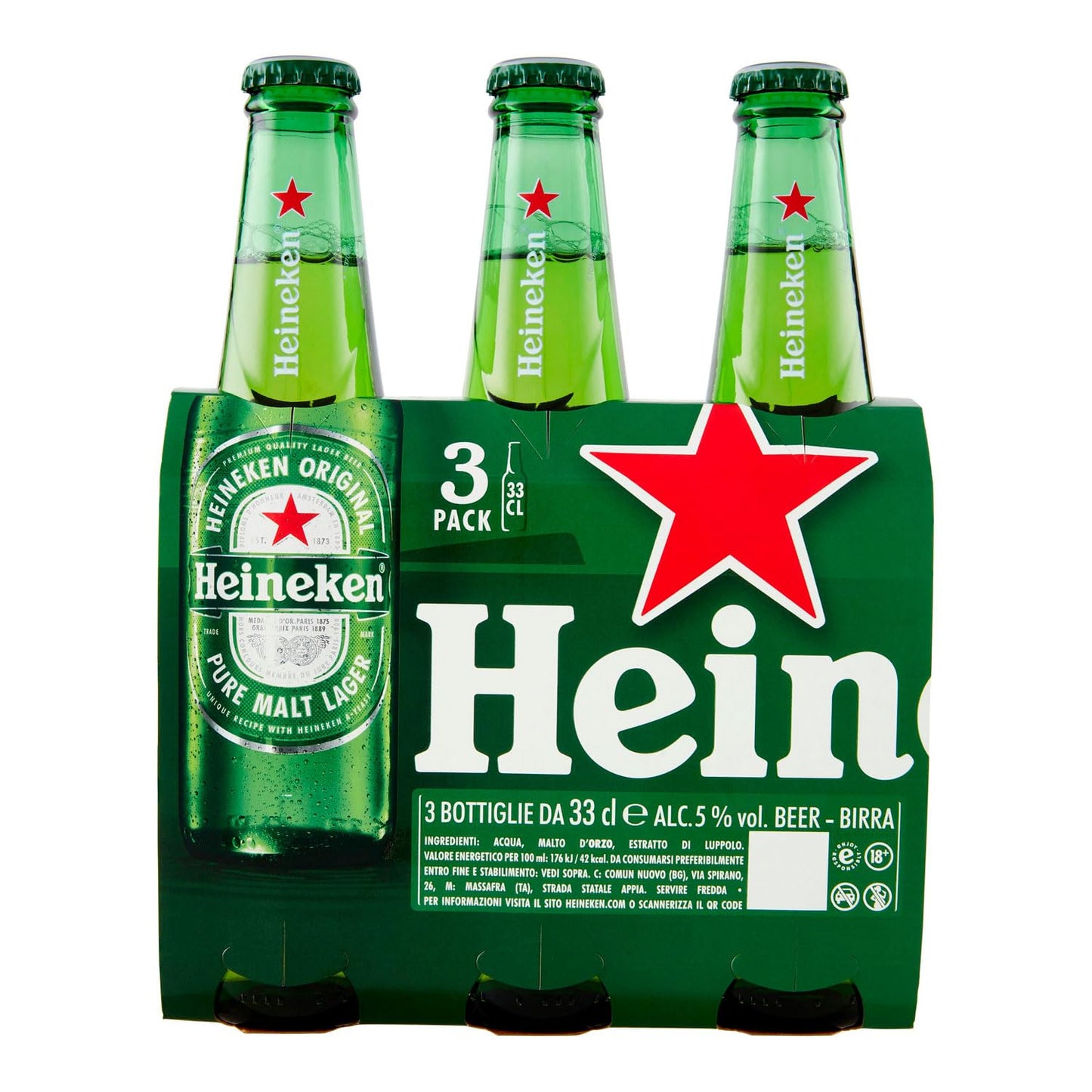 Heineken Birra Bottiglia - Confezione da 3 x 330 ml
