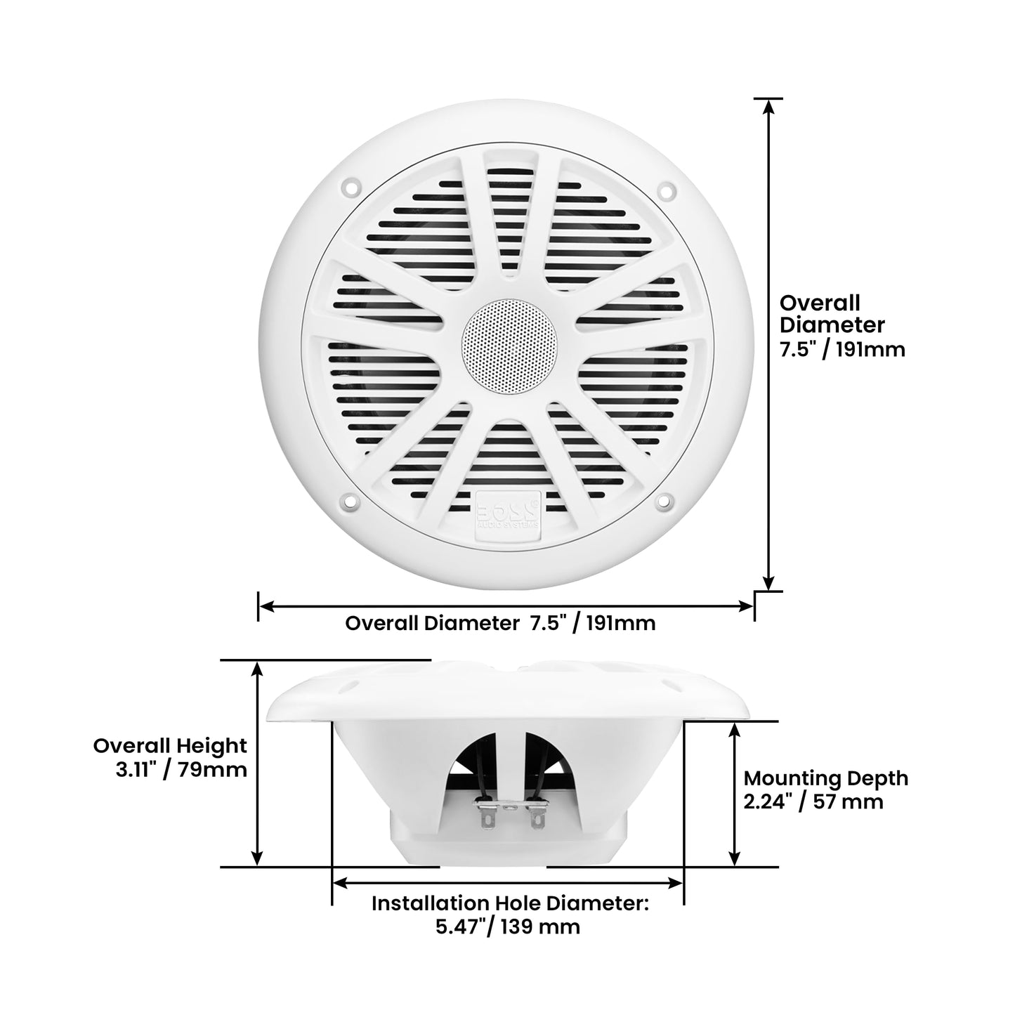 Boss Audio Systems Marine Bianco altoparlante