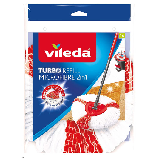 Vileda, Set Vileda Turbo 2 in 1 EasyWring & Clean, fiocchi di ricambio, 6 pezzi