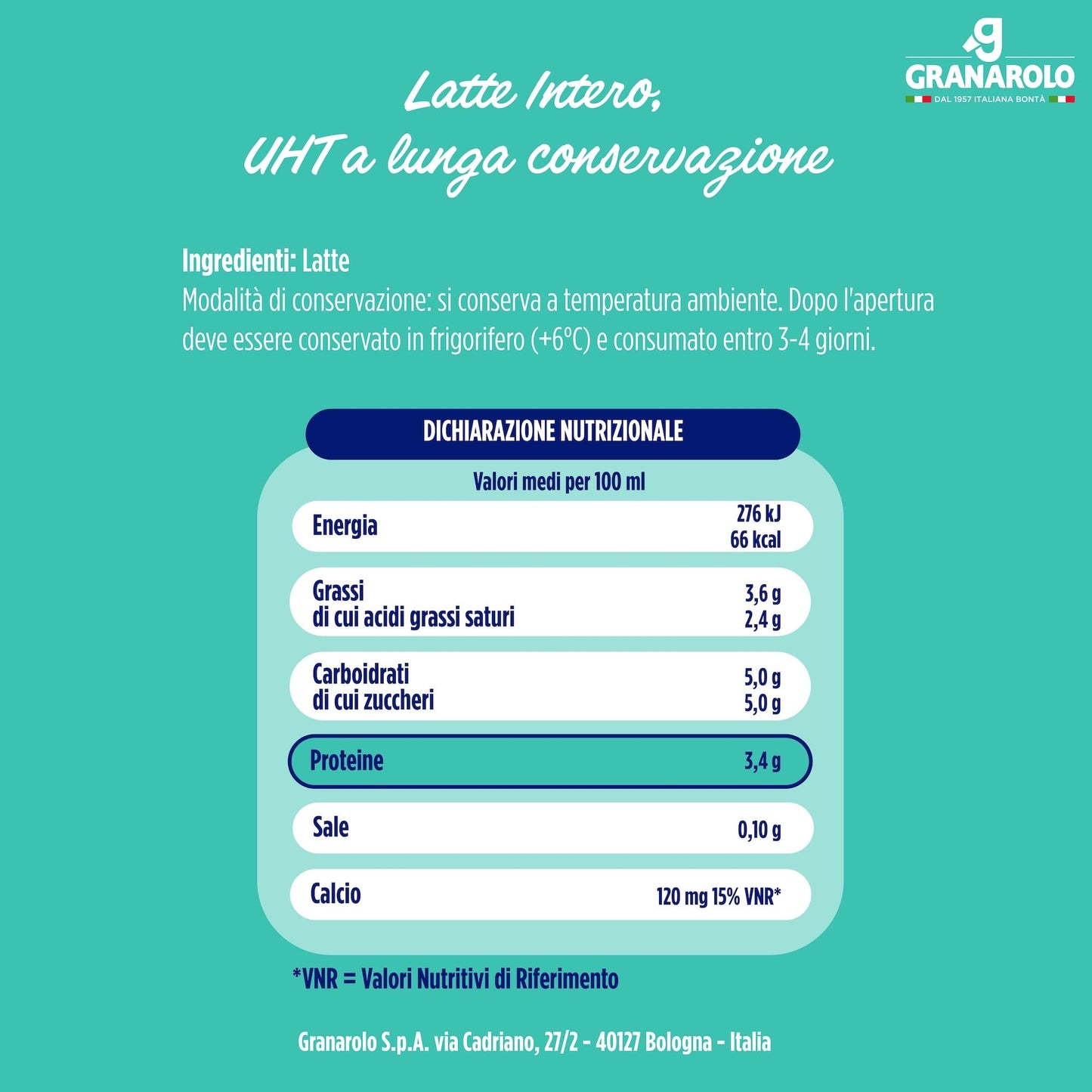 Granarolo, Latte Intero UHT da Latte Crudo per l'Alta Qualità 1 lt, 6 Confezioni di Latte Italiano, Mantiene lo Stesso Quantitativo di Proteine del Latte di Partenza grazie al Trattamento Termico