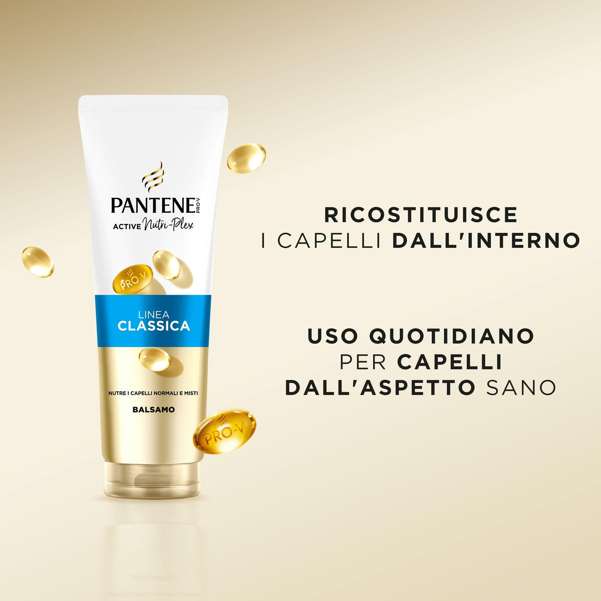Pantene Pro-V Balsamo Linea Classica 200 ml per Capelli Normali e Misti, Uso Quotidiano, Con Pro-Vitamina B5 e Miscela di Nutrienti, Senza Olio Minerale e Coloranti, Active Nutri-Plex